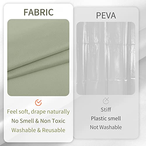Image of ALYVIA SPRING Extra Long Waterproof Fabric Shower Curtain Liner Sage, 72x84 | 3 Magnets, Soft Cloth & Hotel Quality, Machine Washable, Light-Weight, Extra Long Size
