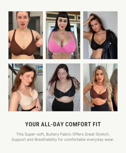 Image of FeelinGirl Women's Unlined Bras Underwire Comfort Full Coverage Tshirt Bras
