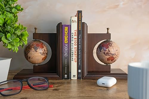 NAUTICAL COLLECTION | Vintage Globe Bookends for Office, Kitchen, Living Room, Home Décor and Gift Item,Book Selves Holder Vintage Style Bookend