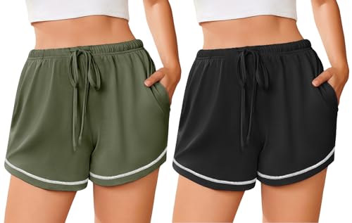 Image of Ekouaer Pajama Shorts for Women 2026 Soft Sleep Shorts Casual Lounge Shorts Comfy Pj Bottoms with Pockets