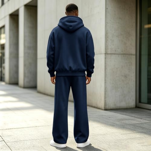Mens Sweat Suits 2 Piece Set Athletic Zip Up Hoodies Wide Leg Sweatpants - image 3