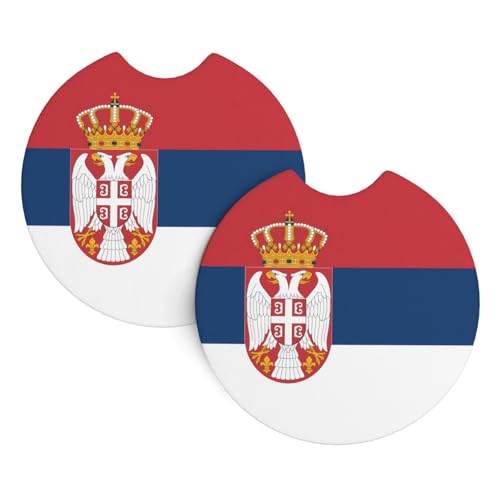 Posavasos de auto para portavasos 2 unidades bandera Serbia miniatura 1