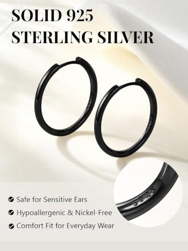Image of Silvora 14K Gold Plated Huggie Hoop Earrings for Women, Small Sterling Silver Hoops, Hypoallergenic Cartilage Earrings for Sensitive Ears 8 /10 /12 /14 /16 /18 /20MM
