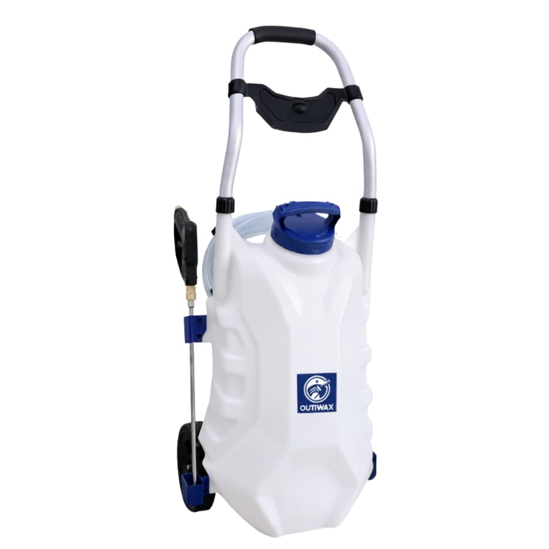 Pulvérisateur électrique Pro Sprayer OUTIWAX - 2 Batteries + Cloche de pulvérisation - Jet jusqu'à 10m à 13m - contenance 30L - 3 Buses Spray - Pulvérisateur électrique toiture Longue portée