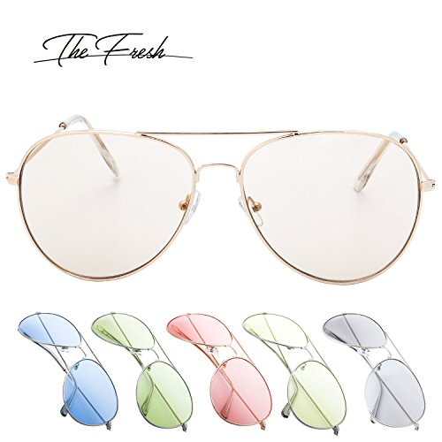 The Fresh Classic Aviator Frame Light Color Lens XL Oversized Sunglasses Gift Box2