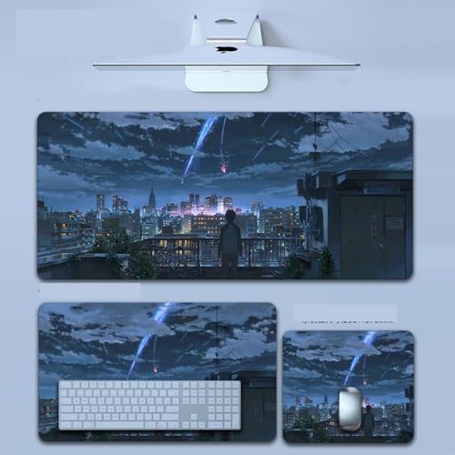 Work、 XL (80cm x 30cm)、拡張大型マウスマット デスクパッド、ステッチエッジ、滑り止めラバーベース、キーボードパッド (11.8 x 31.5インチ) (夜空の熟考)、ZY-3046