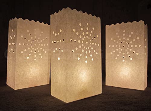 Cleverdelights White Luminary Bags - 20 Count - Sunburst Design - Wedding Party Christmas Holiday Luminaria #TOP3