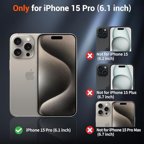 Image of AIBEX Magnetic Compatible Shockproof Case for iPhone 15 Pro - Slim Protective Back Cover with Camera Lens Protection, Strong Magnetic Support, Anti-Slip Grip, Military Grade Drop Protection (Grey)