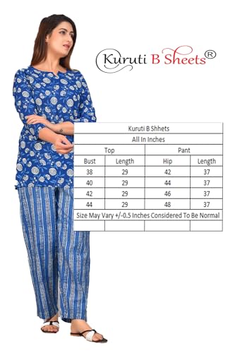 Image of Kuruti B Sheets Women's Printed Night Suit Set | Soft & Breathable Top and Pyjama Set for Women | Stylish Relaxed Fit Sleepwear for Everyday Comfort | Perfect Lounge Wear for Home & Travel