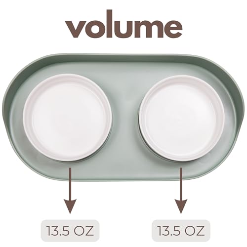 Ceramic Dog Bowls with Stand – Elevated Dog Water and Food Bowl Set 13.5oz Cat & Dog Feeding Station Spill Proof Splash Proof Raised Pet Food Bowls for Dogs, Green/White No Mess Pet Feeder Ceramic Dog Bowls with Stand – Elevated Dog Water and Food Bowl Set 13.5oz Cat & Dog Feeding Station Spill Proof Splash Proof Raised Pet Food Bowls for Dogs, Green/White No Mess Pet Feeder