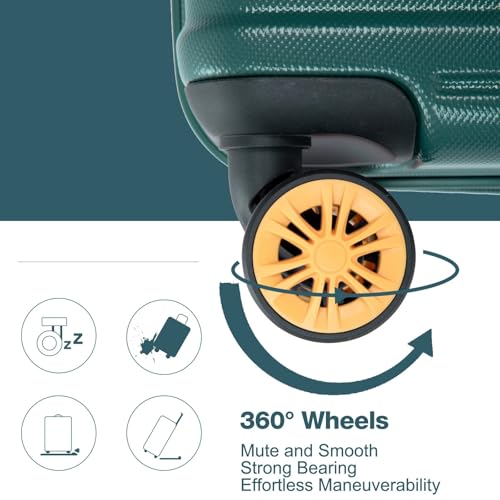 Durable Dark Green Hard Shell Carry On Suitcase with Lock & 360° Wheels - 18.5" Travel Luggage2