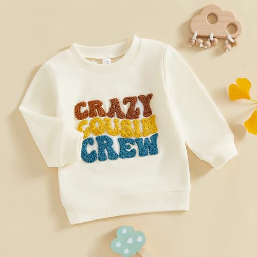 Toddler Boy Fall Winter Sweater Cousin Crew Shirts Long Sleeve Letter Embroidery Crewneck Pullover Tops Clothes2