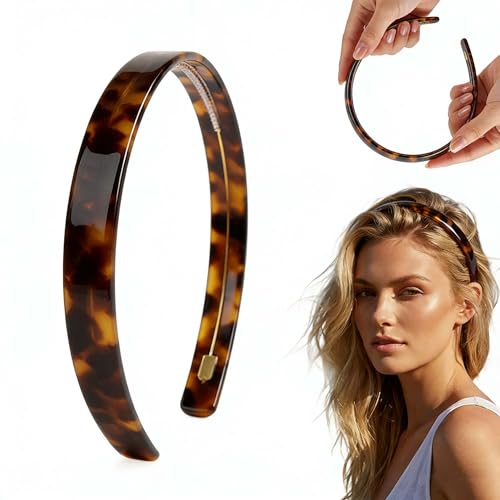 Tortoise Shell Headband Strong Hold Grip Womens Hair Band Ligth and Very Flexible No Slip and Durable Styling Girls Hair Accessories (Tortoiseshell)