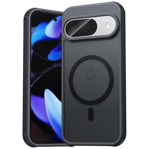 EASDNB für Google Pixel 9/9 PRO Hülle für Magsafe, Magnetisch Handyhülle für Pixel 9 Hülle, Kameraschutz Stoßfeste Kratzfeste Durchscheinende Schutzhülle für Google 9 PRO Hülle, Schwarz