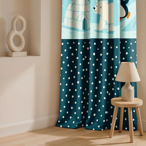 Image of Ultimate Trends Light Filtering Kids Curtain | Fairy, Dragon Castle, Safari & Jungle Animal Prints | for Kids Room Doors and Window | 6 FEET Pack of 2 |Arctic Parade