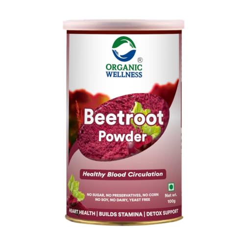 Image of Organic Wellness Beetroot Powder | For Face Pack, Lip, Skin & Hair Care | Natural Antioxidant-Rich | 100% Plant-Based, No Preservatives | 100g Bottle Pack of 1