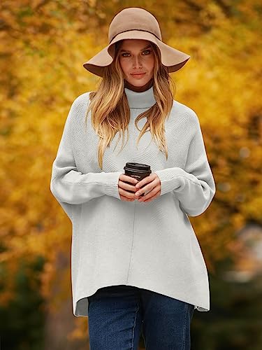 Image of ANRABESS Womens Casual Fall Sweater Turtleneck High Neck Batwing Sleeve Oversized Sweater Dress