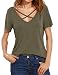 Allegrace Women Summer Sexy Criss Cross Short Sleeve Open Back T Shirt Casual Tops Army Green S
