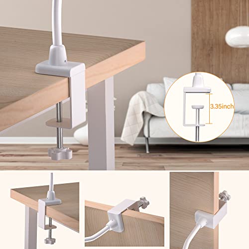 Led Desk Lamp With Clamp, 10W Gooseneck Lamps Touch Control,Swing Arm Clamp Lamp, Architect Clamp Desk Lamp Dimmable,Nail Lamp For Desk Table (White) #TOP4