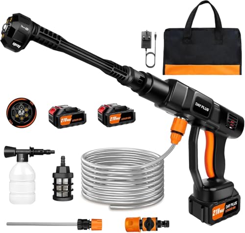Cordless Pressure Washer, Spraying Water Up to 270L/h, 45 Bar/652 PSI, Portable Power Washer with 2 Rechargeable 3.0Ah Lithium Battery, 6 IN 1 Adjustable Nozzle, 16.4FT/5m Hose, Car Jet Wash Machine