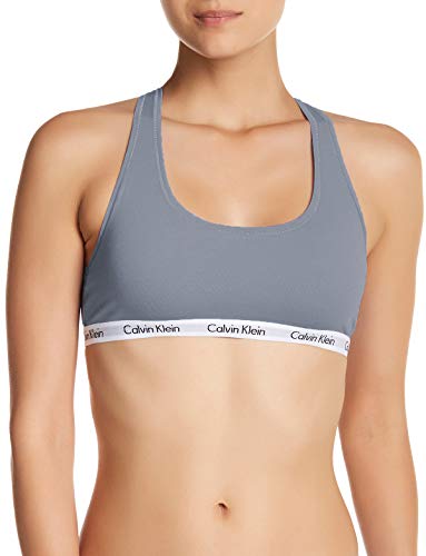 Calvin Klein Women`s Carousel Logo Bralette (Dusty Grey(QP1036-408)/White, Medium)