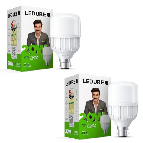 Image of LEDURE 20W LED Bulb|High Wattage B22 Base Bulb|BIS Approved|CoolWhite,Pack-2