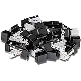 TRENDnet, TC-K25C6BK, Cat6-Keystone-Buchse, 25er-Bundle, 90°-Winkelabschluss, kompatibel mit Cat5-, Cat5e- und Cat6-Verkabelung, farbcodierte Beschriftung für T568B-Verkabelung, vergoldete Kontakte