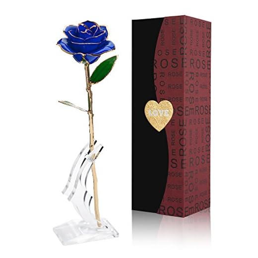 Gomyhom 24K Rose Flower Gåvor för Henne Stabiliserad Rose Presentidéer för Alla Hjärtans Dag, Årsdag, Kvinnors Dag, Mors Dag, Födelsedag, Jul, Bröllop (blå)