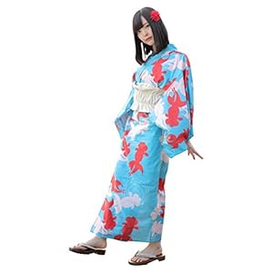 BIBILAB(ビビラボ) らく浴衣 金魚 Mサイズ かんたん着付け&動きやすい 一人で着れる浴衣 WCL-M-BU