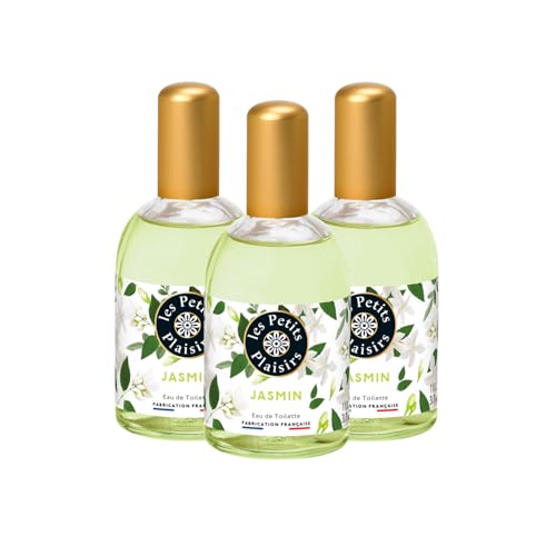 Les Petits Plaisirs - Lot de 3 - Eau de toilette florale Jasmin, Eau de toilette femme, Florale et musquée. Coffret cadeau femme, Made in France, flacon 110ml
