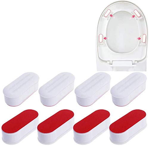 Toilet Seat Bumpers, 4 Pack Strong Adhesive White Toilet Seat Toilet Seat Bumpers Safe Replacement Bumper and Silicone Toilet Handle Seat Cover Lifter for Home and Hotel