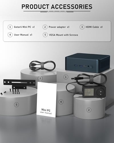 Image of Getorli Mini PC, AMD Ryzen 5 3550H（Max 3.7GHz） 16GB DDR4 1TB SSD，Mini Desktop Computer Support 4K@60Hz Dual HDMI /USB-C /WiFi 5 /BT5.0 for Home Office, Business & Light Gaming