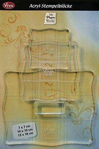 Viva Decor - Juego de 3 bloques de plástico acrílico para sellos de silicona