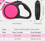 Taglory Hundeleine Rollleinen für Kleine und Mittelgroße Hunde bis 20kg, Hundeleine Ausziehbar mit Anti-Rutsch Griff, Ausziehleine mit Sicheres Bremssystem, Rosa, 5m
