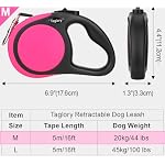 Taglory Retractable Dog Leash, 16ft No Tangle Leash Retractable for Small Medium Dogs Up to 44 lbs, One-Handed Brake, Pause, Lock, Pink - Image 4