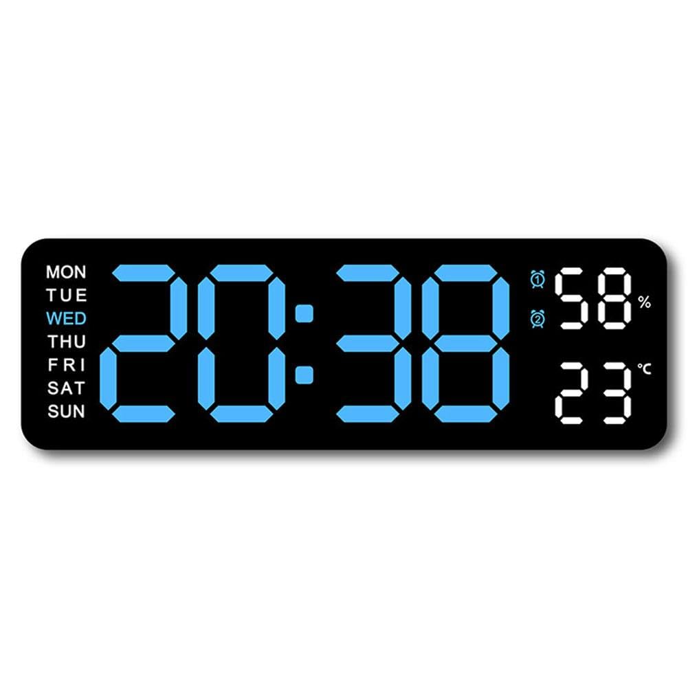 Large 13" LED Digital Wall Clock with Remote, Countdown Dimmer & DST/DATE/Week/Temp
