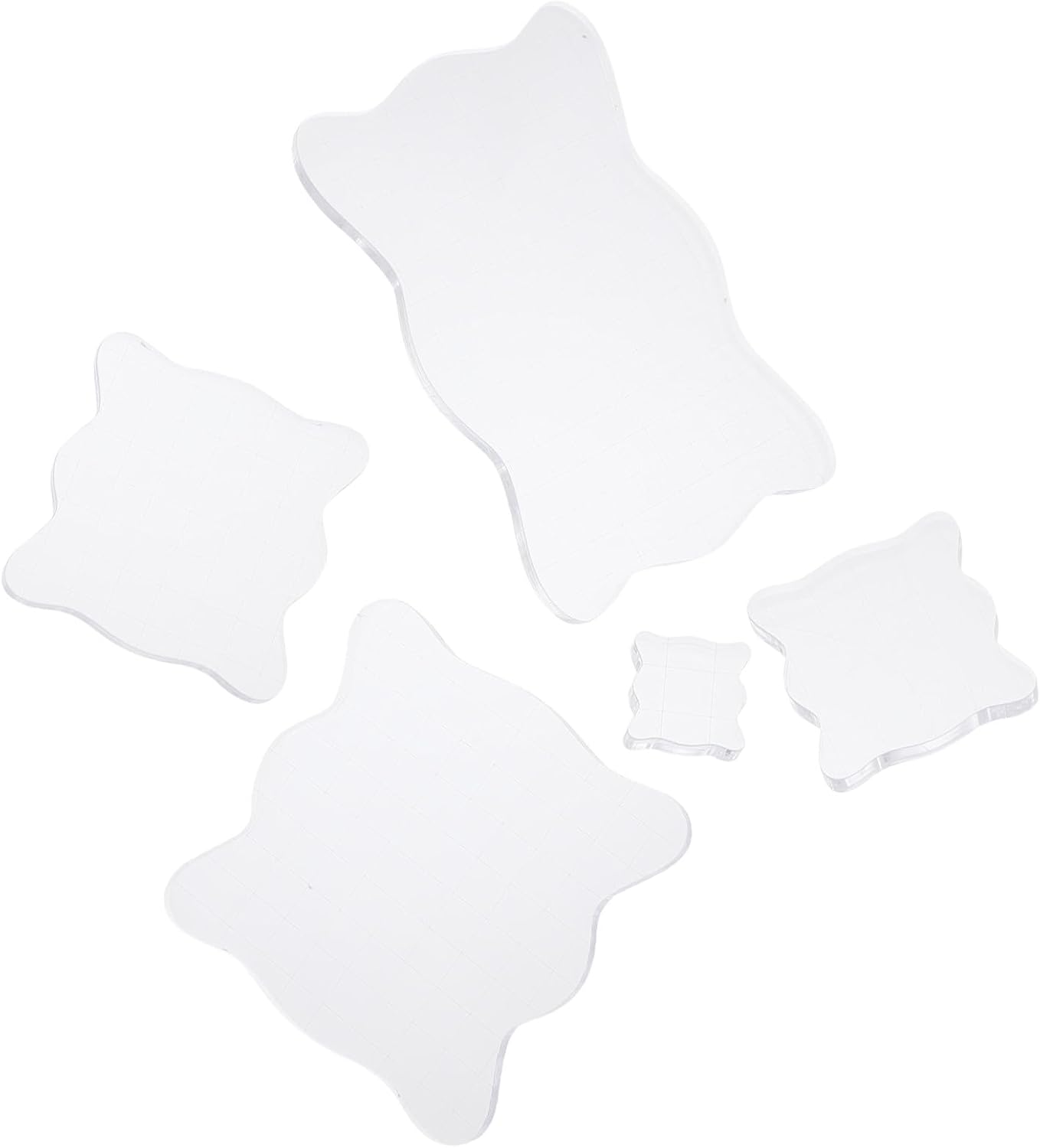 5Pcs Transparent Acrylic Stamp Blocks Clear Handles for DIY Crafting Scrapbooking Card Making and Ink Stamps