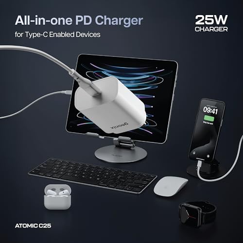 Image of Geonix Atomic C25 25W PD Fast Charger | Type-C Power Delivery Adapter | Wide Device Compatibility | Smart & Safe Charging | Compact & Portable Design | Durable Build Quality (White)