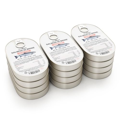 GymBeam Salmón en Salmuera - Filetes de salmón del Atlántico, sin gluten, sin lactosa, sin OMG (12 x 170 g)