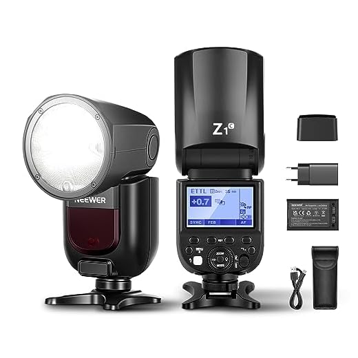 NEEWER Z1-C TTL Flash Speedlite para Cámaras Canon DSLR, 76Ws 2.4G 1/8000s HSS, Luz de Modelado LED de 10 Niveles, Batería de Li-Ion 2600mAh, 480 Tomas de Potencia Completa, Reciclaje en 1.5s Flash