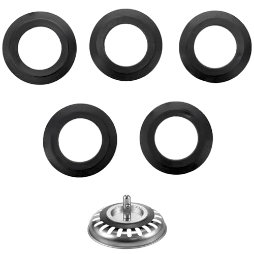 O-Rings Rubber Gasket 5 Pcs Franke Sink Plug Rubber Seal Washers Pipe Waste Basin Click Plugs Bath for Franke Basket Strainer for 78 79 80 82 83mm, Universal Drain Sealing Replacement Accessories