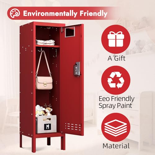 Image of BUTISOW Metal Kids Locker,Metal Cabinet Storage Lockers,Lockable for Employees with Door,54 inch Height Steel Locker,Lockable Steel Locker for Children's Room, Playroom, School,Gym