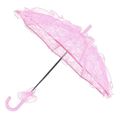 Alvinlite Wedding Lace Parasol Vintage Umbrella Bridal Lace Parasol Costume for Wedding Party Dance Photography Prop(Pink) Cover