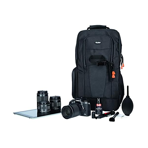 Rollei Fotoliner Ocean Slingbag: Crosspack-Kamerarucksack aus 45 PET-Flaschen, für die kleine Foto-Ausrüstung, inkl. Regenschutz, schwarz – Bild 7