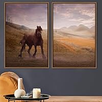 2 Piece Framed Canvas Wall Art Horse Canvas Prints Home Artwork Decoration for Living Room,Bedroom - 16