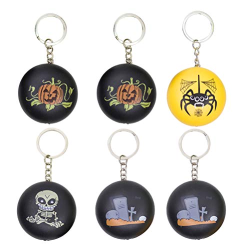 Preisvergleich Produktbild NUOBESTY Halloween Schlüsselbund Mini Plüsch Kissen langlebig lustige Element Vocal Schlüsselbund Brieftasche Zubehör LED beleuchtet Schlüsselring für Handtasche Autos - 6 Stück zufällige Art