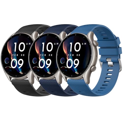 Vancle Cinturino per Amazfit GTR 4 3 2 3Pro/ Stratos 3 2, 22mm Cinturini in Silicone Sportivo per Amazfit GTR 47mm/Pace/Zepp Z