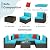 Shintenchi 6 Pieces Patio Furniture Sets Outdoor All-Weather Sectional Patio Sofa Set PE Rattan Manual Weaving Wicker Patio Conversation Set with Glass Table&Ottoman Cushion and Red Pillows, Blue