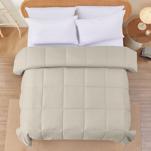 Image of Modern Threads Down Alternative Reversible Comforter Beige /Light Blue Queen