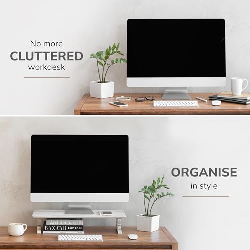 Image of Anji Mountain Monitor Stand - Desktop Organizer & Laptop Riser, Ergonomic Monitor Riser, Space-Saving Monitor Stand for Desk, Durable Construction, Easy Assembly, Ideal for Home & Office